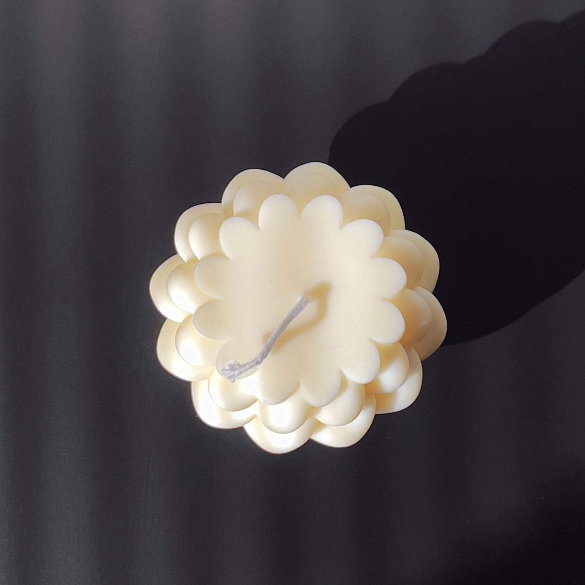 Overhead view of Reign, sculptural candle. 